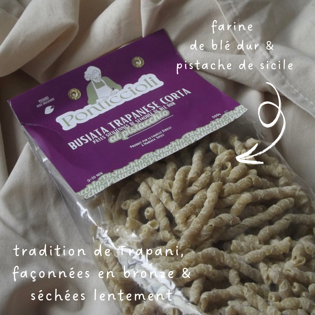Busiate Al Pistacchio - Pâtes typique Sicilienne à la pistache blé ancien 500g