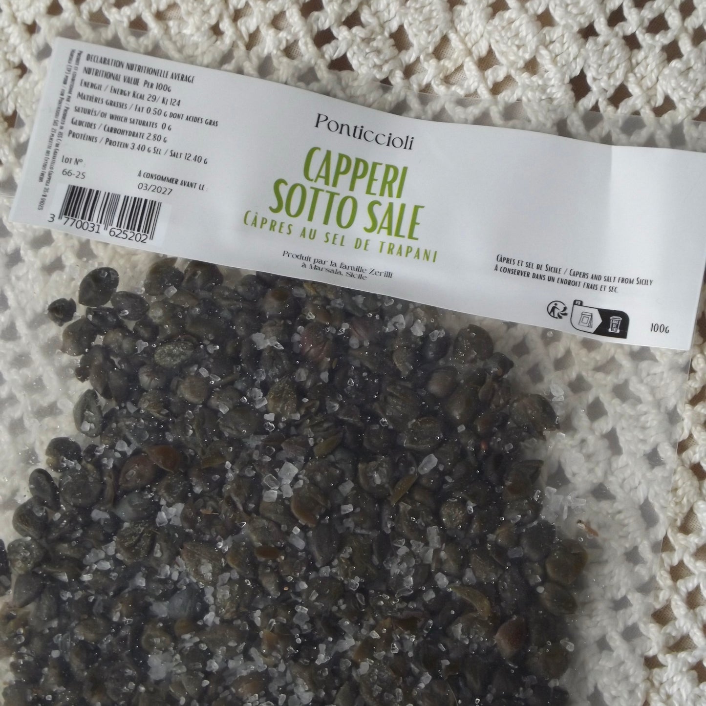 Sachet de petites câpres de Sicile au sel de Trapani - Capperi siciliani