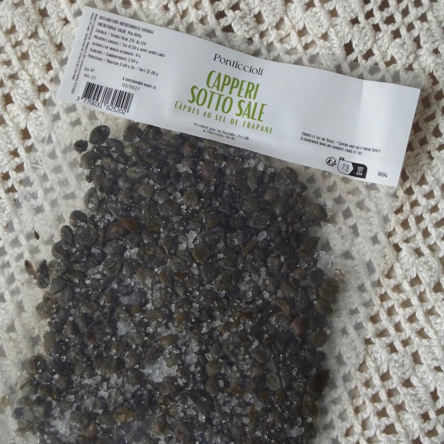 Sachet de petites câpres de Sicile au sel de Trapani - Capperi siciliani